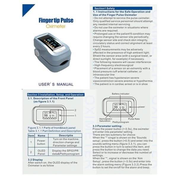 Simple Finger Pulse Oximeter Blood Pressure Monitor