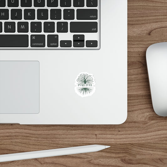 Pure Fuel Wellness Die-Cut Sticker — Tree & Roots Logo Sticker for Laptops, Water Bottles, Wellness Brands