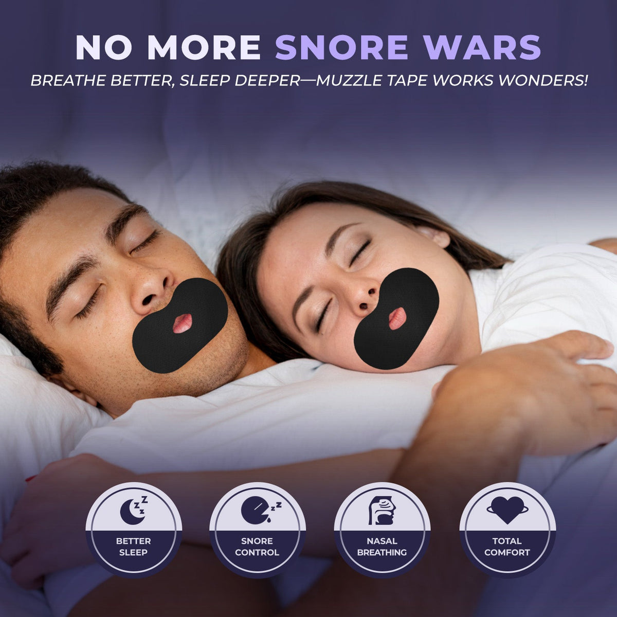 Muzzle Mouth Tape for Adults Medium Hold Sleep Strips