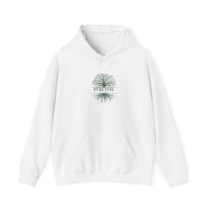 Tree Roots Hoodie — 'Pure Fuel' Eco Nature Graphic Pullover