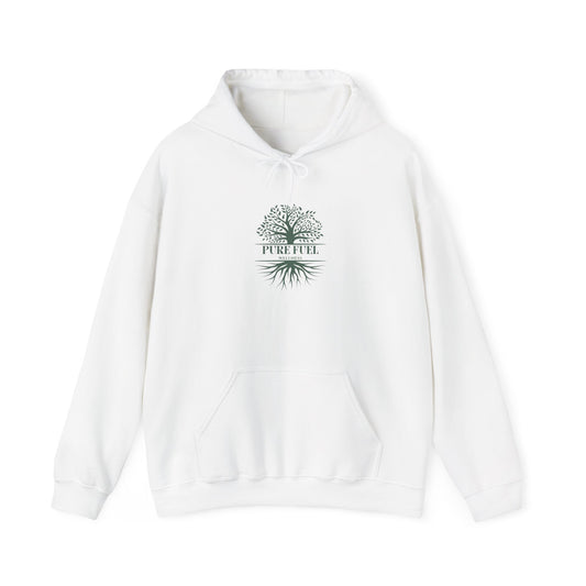 Tree Roots Hoodie — 'Pure Fuel' Eco Nature Graphic Pullover