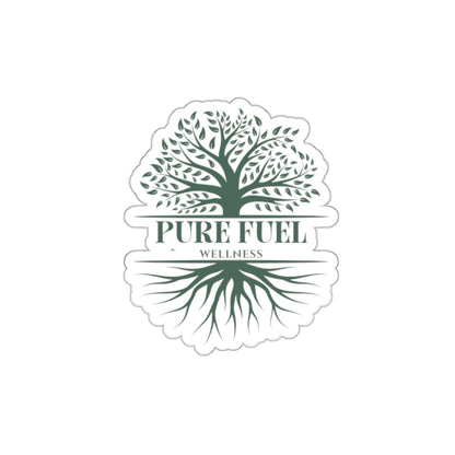 Pure Fuel Wellness Die-Cut Sticker — Tree & Roots Logo Sticker for Laptops, Water Bottles, Wellness Brands