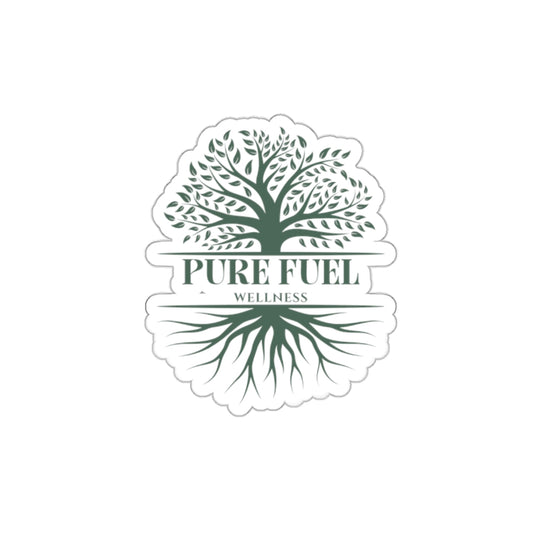 Pure Fuel Wellness Die-Cut Sticker — Tree & Roots Logo Sticker for Laptops, Water Bottles, Wellness Brands