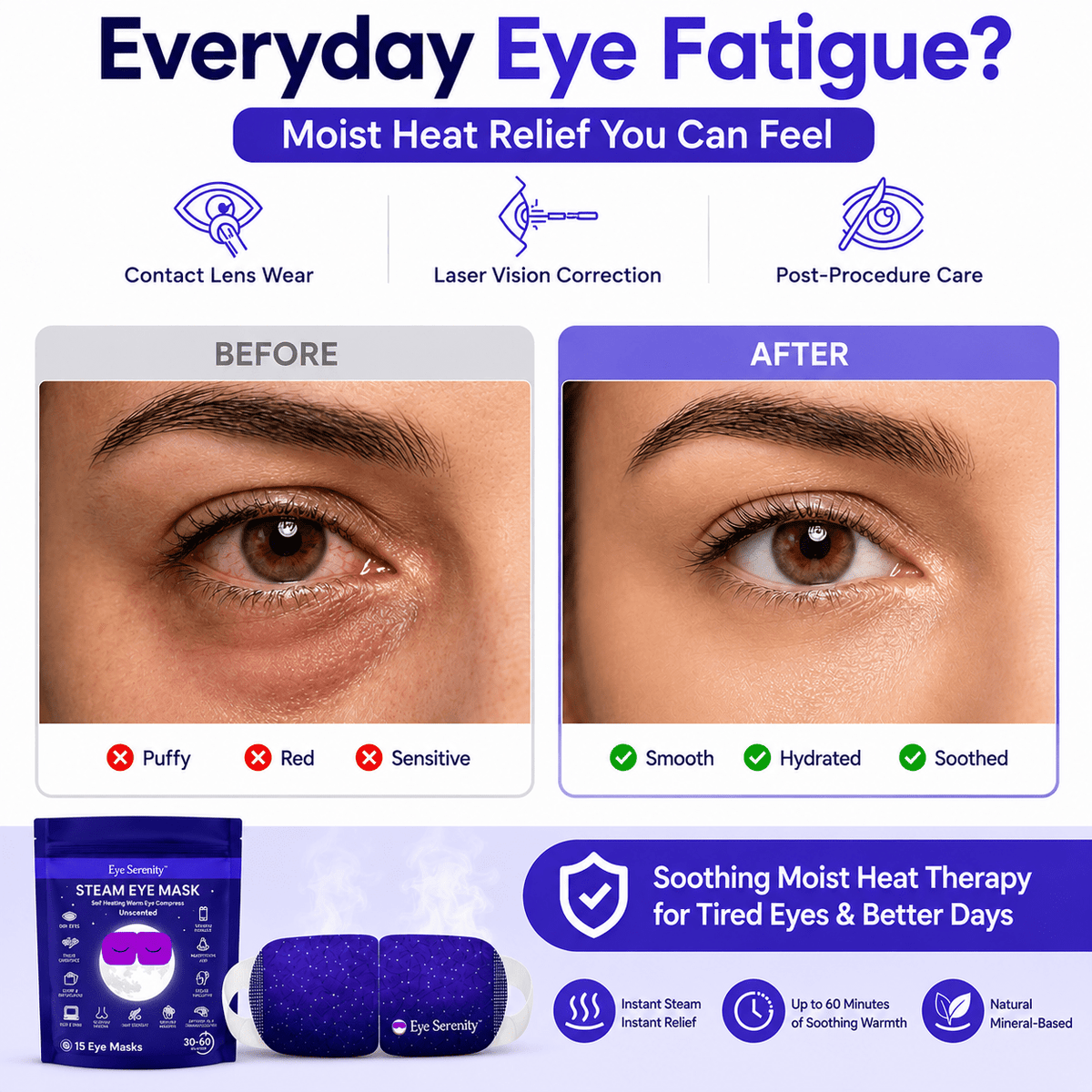 Eye Serenity Steam Eye Mask Self Heating Warm Compress