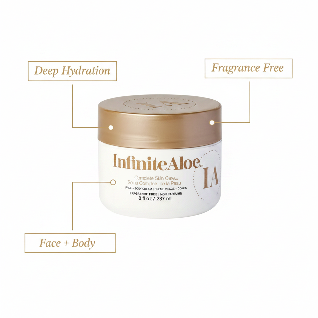 InfiniteAloe Complete Face Body Cream Fragrance Free 8oz