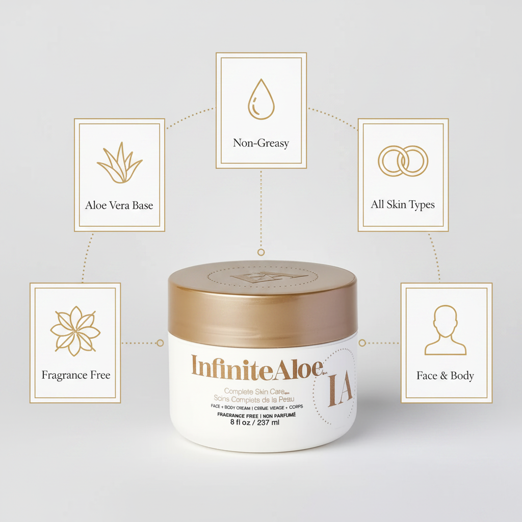InfiniteAloe Complete Face Body Cream Fragrance Free 8oz
