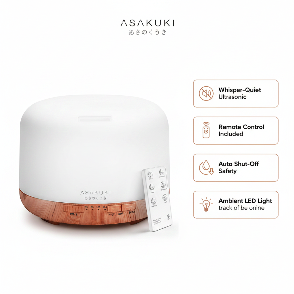ASAKUKI Essential Oil Diffuser with Remote Control Aromatherapy Humidifier